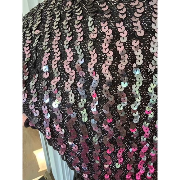 Vintage Climax Dress David Howard Sequin Bodycon ruched side flutter sleeves - Picture 2 of 9